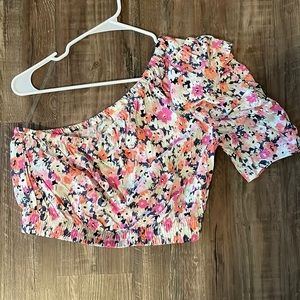 Pink floral crop top